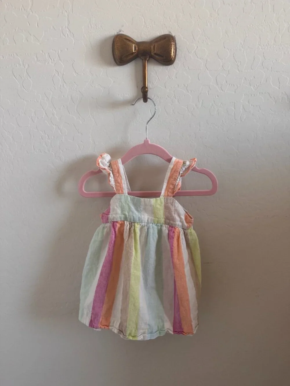 Gap rainbow stripe ruffle strap summer dress